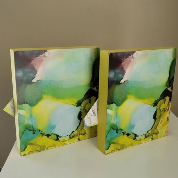 Art Box Signs Primitives By Kathy Set Of 2 Green Abstract Box Signs #0376 - Picture 5 of 8